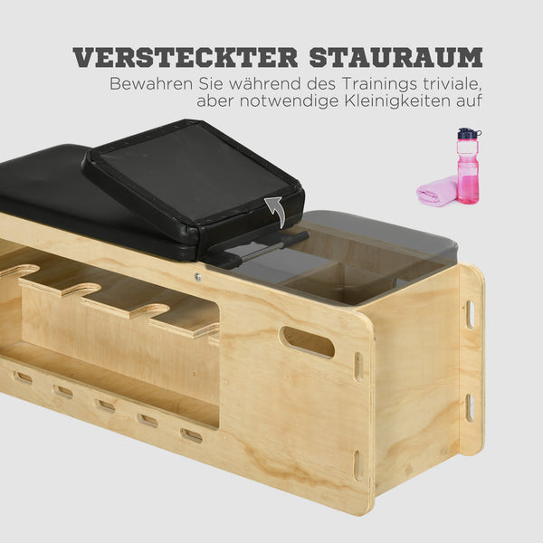 Hantelbank verstellbar mit Ablage und Stauraum Massivholz natur