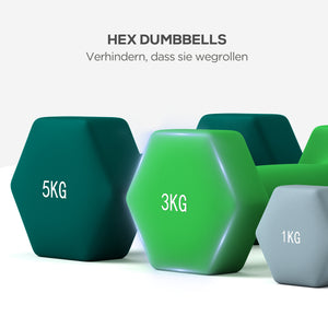 Hanteln Set 6 Kurzhanteln 2x1kg 2x3kg 2x5kg mit Hantelständer