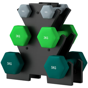 Hanteln Set 6 Kurzhanteln 2x1kg 2x3kg 2x5kg mit Hantelständer