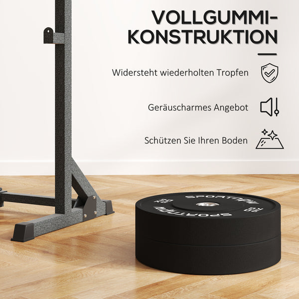 Hantelscheiben Set olympisch mit Gummi geräuscharm 40kg schwarz