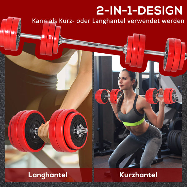 Hantelset Kurzhantel Langhantel 2-in-1 verstellbar für Fitness Zuhause