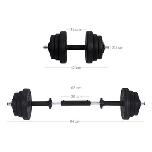 Hantelset 2x15kg mit Langhantel