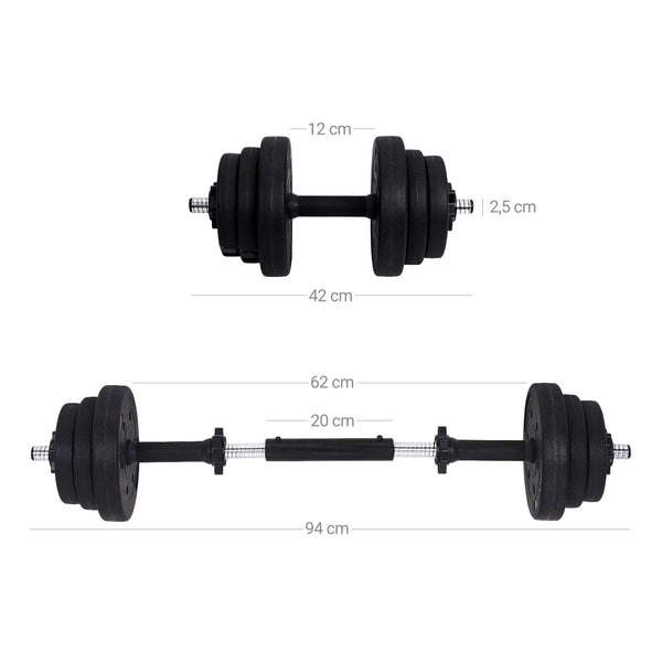 Hantelset 2x15kg mit Langhantel
