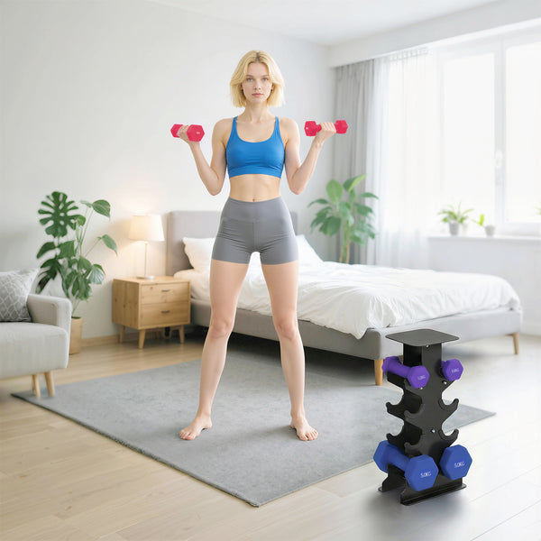 Hantelset Kurzhanteln 3 Paar mit Ständer für Fitness 1-5kg