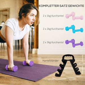 Hantelset mit Aufbewahrung für Fitness Training verschiedene Gewichte