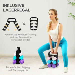 Hantelset mit Aufbewahrung für Fitness Training verschiedene Gewichte