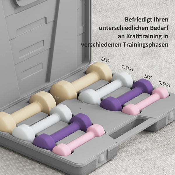 Hantelset Hexagon mit Koffer für Krafttraining 0,5-10kg Gusseisen