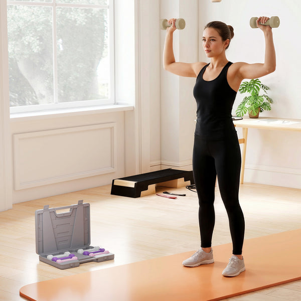 Hantelset Hexagon mit Koffer für Krafttraining 0,5-10kg Gusseisen