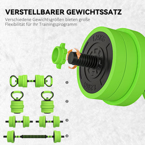 Hantel Set Kurzhantel Langhantel Kettlebell verstellbar 20kg