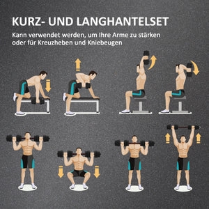 Hanteln Set Kurzhantel Langhantel verstellbar für Krafttraining 30kg