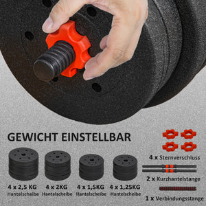 Hanteln Set Kurzhantel Langhantel verstellbar für Krafttraining 30kg