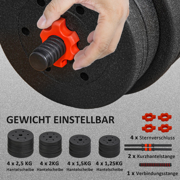 Hanteln Set Kurzhantel Langhantel verstellbar für Krafttraining 30kg