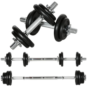 Hantelset Kurzhantel Langhantel 2-in-1 verstellbar 20kg Eisen