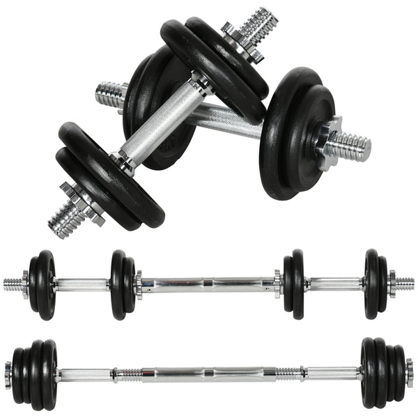 Hantelset Kurzhantel Langhantel 2-in-1 verstellbar 20kg Eisen