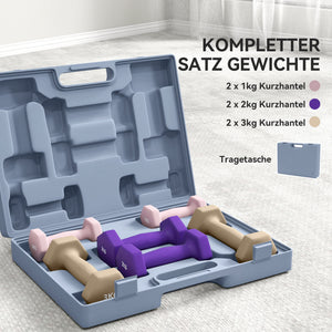 Hantelset Kurzhanteln Gewichte 6er Set für Fitness 1kg 2kg 3kg
