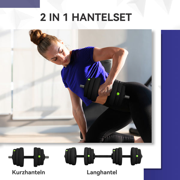 Hantelset Langhantel Kurzhantel rutschfest 25kg