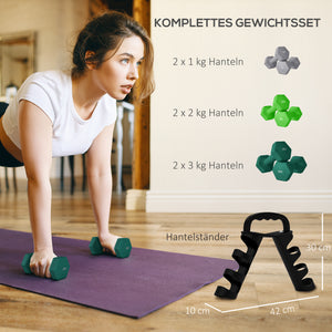 Hantelset mit Ständer 6 Kurzhanteln für Fitness 1-3kg