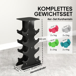 Hanteln Set Kurzhanteln mit Ständer rutschfest 1-4kg