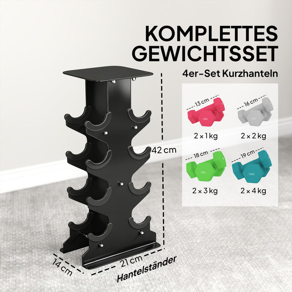 Hanteln Set Kurzhanteln mit Ständer rutschfest 1-4kg