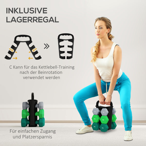 Hantelset mit Ständer 6 Kurzhanteln für Fitness Training