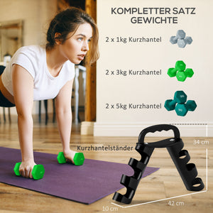 Hantelset mit Ständer 6 Kurzhanteln für Fitness und Training