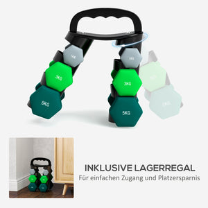 Hantelset mit Ständer 6 Kurzhanteln für Fitness und Training