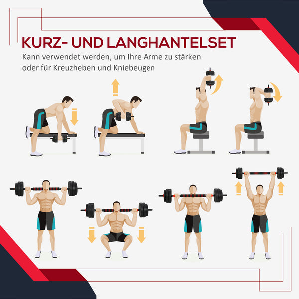 Hanteln Set Kurzhantel Langhantel verstellbar für Zuhause 25kg