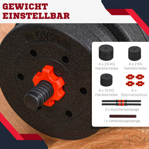 Hanteln Set Kurzhantel Langhantel verstellbar für Zuhause 25kg