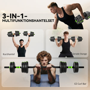 Hantelset Kurzhantel Langhantel verstellbar für Krafttraining 30kg