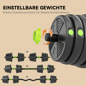 Hantelset Kurzhantel Langhantel verstellbar für Krafttraining 30kg