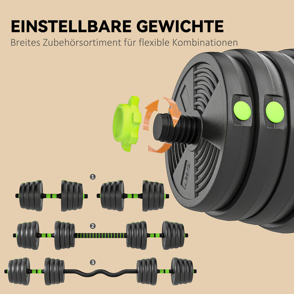 Hantelset Kurzhantel Langhantel verstellbar für Krafttraining 30kg