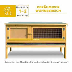 Hasenstall mit Dach und auslaufsicherer Schale aus Holz