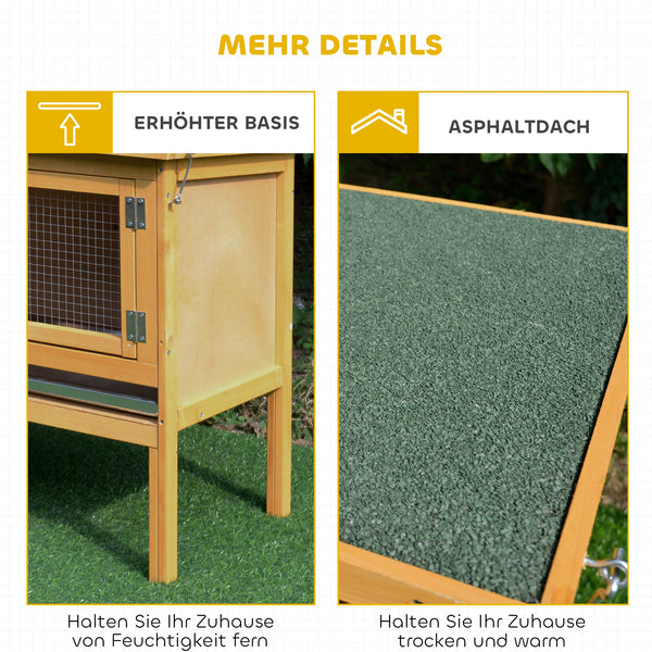 Hasenstall mit Dach und auslaufsicherer Schale aus Holz