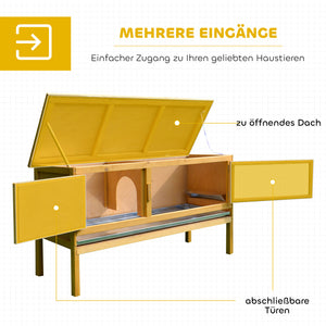 Hasenstall mit Dach und auslaufsicherer Schale aus Holz