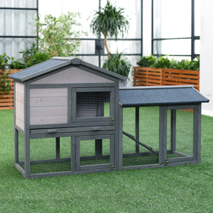 Hasenstall Kaninchenstall wetterfest Outdoor mit Freilauf aus Holz