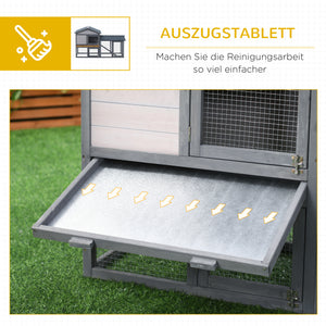 Hasenstall Kaninchenstall wetterfest Outdoor mit Freilauf aus Holz