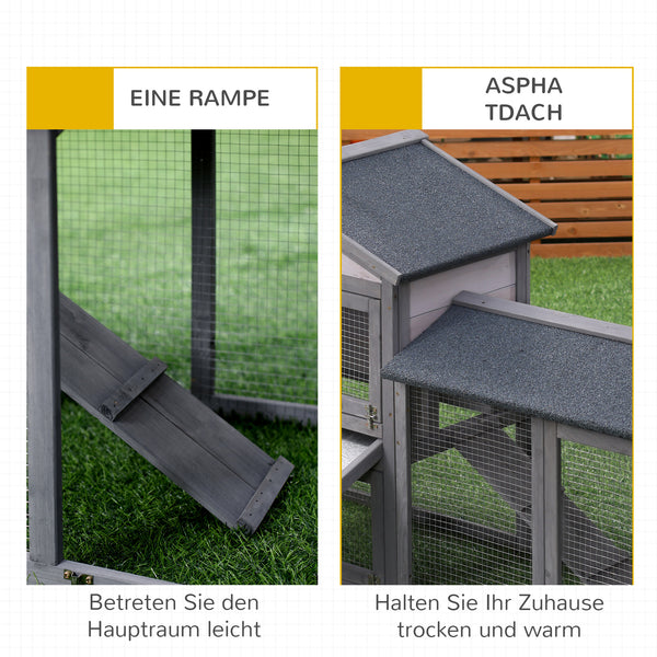 Hasenstall Kaninchenstall wetterfest Outdoor mit Freilauf aus Holz
