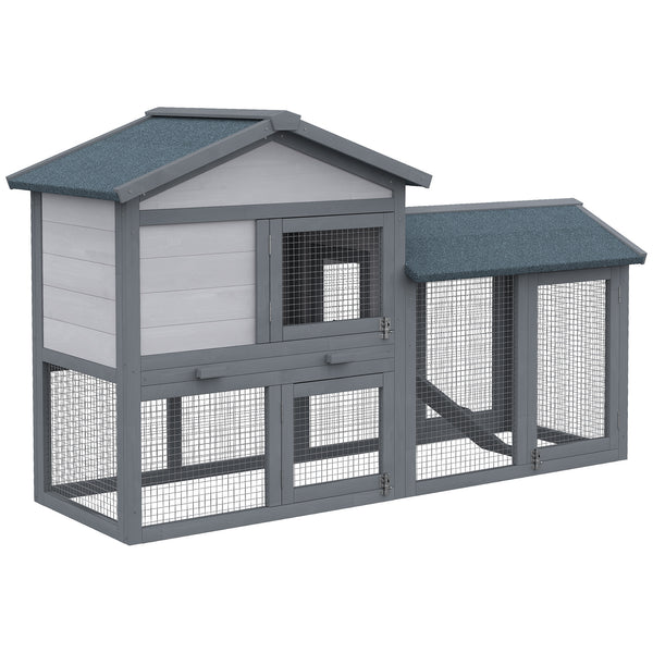 Hasenstall Kaninchenstall wetterfest Outdoor mit Freilauf aus Holz