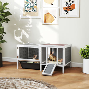 Hasenstall Kaninchenstall mit Freilaufgehege und Rampe Holz