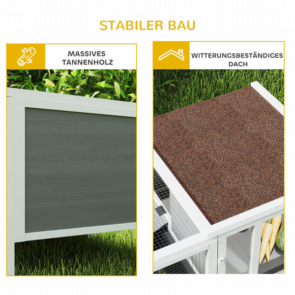 Hasenstall Kaninchenstall mit Freilaufgehege und Rampe Holz