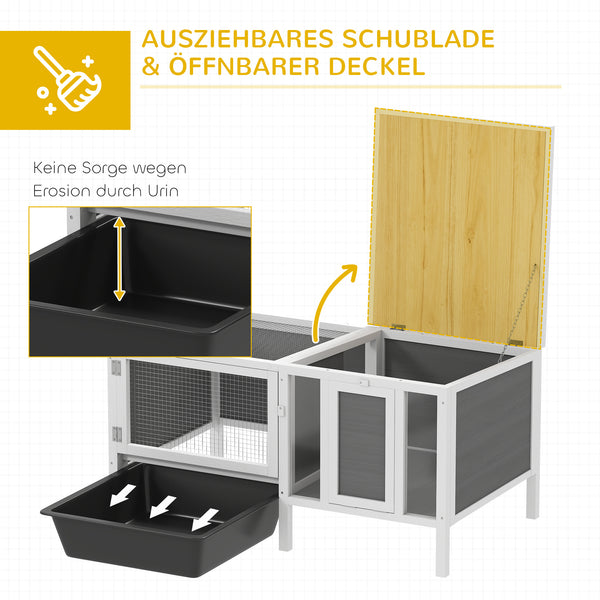 Hasenstall Kaninchenstall mit Freilaufgehege und Rampe Holz