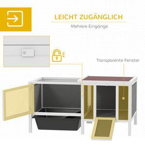 Hasenstall Kaninchenstall mit Freilaufgehege und Rampe Holz