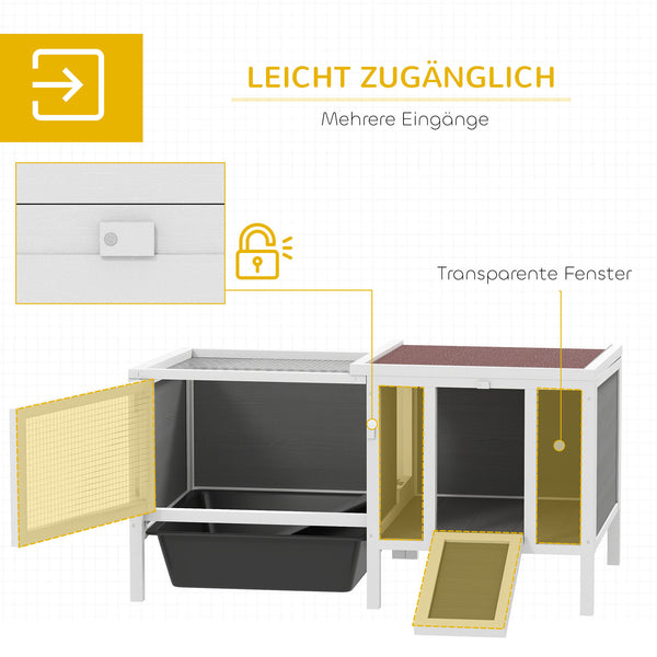 Hasenstall Kaninchenstall mit Freilaufgehege und Rampe Holz