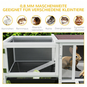 Hasenstall Kaninchenstall mit Freilaufgehege und Rampe Holz