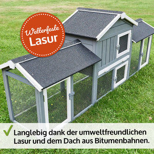 Hasenstall Hasenda mit Doppel-Freigehege