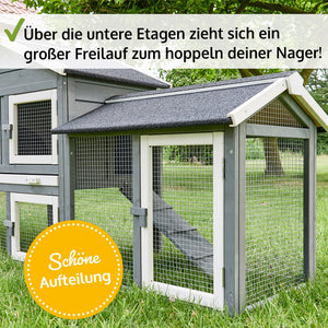 Hasenstall Hasenda mit Doppel-Freigehege