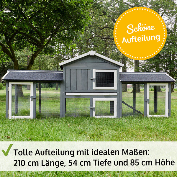 Hasenstall Hasenda mit Doppel-Freigehege