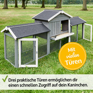 Hasenstall Hasenda mit Doppel-Freigehege