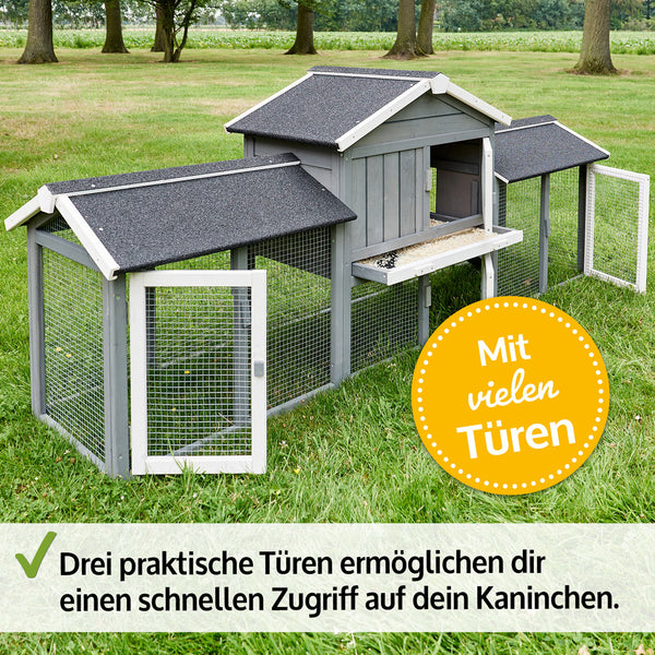 Hasenstall Hasenda mit Doppel-Freigehege