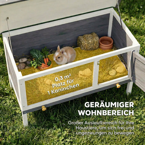 Hasenstall erhöht mit Schublade und Dach wetterfest aus Holz